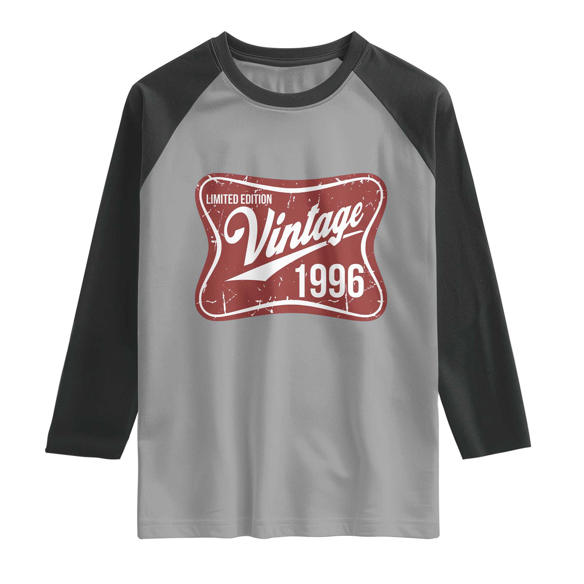 30th Birthday Beer Lover Vintage 1996 Limited Edition Raglan Shirt Red Metal Beer Soft Sign Graphic