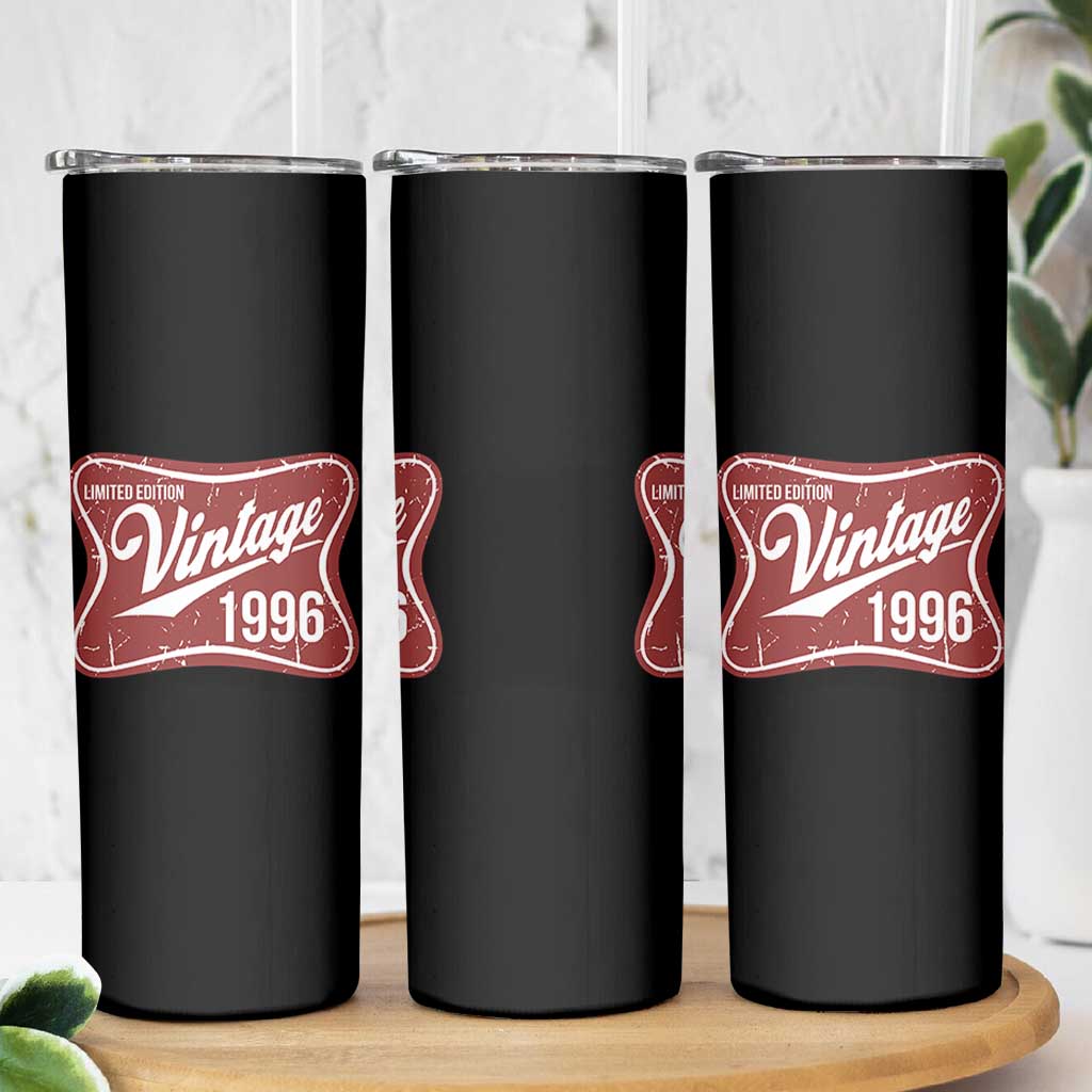 30th Birthday Beer Lover Vintage 1996 Limited Edition Skinny Tumbler Red Metal Beer Soft Sign Graphic