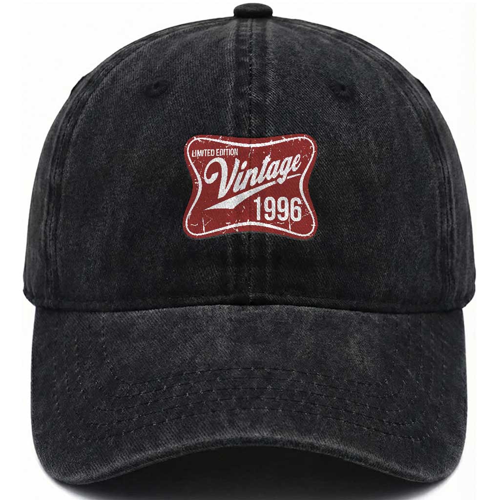 30th Birthday Beer Lover Vintage 1996 Limited Edition Washed Cotton Baseball Cap Red Metal Beer Soft Sign Graphic