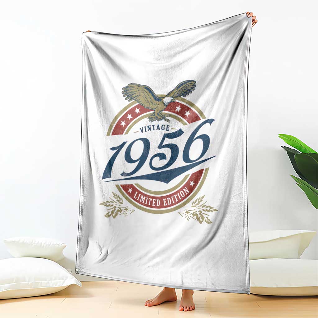 70th Birthday Beer Lover Vintage 1956 Limited Edition Throw Blanket Bald Eagle