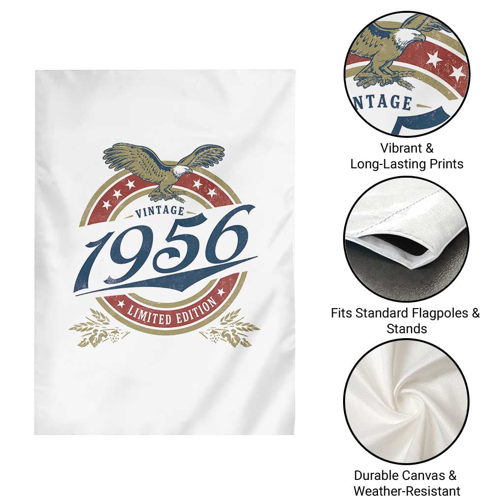 70th Birthday Beer Lover Vintage 1956 Limited Edition Garden Flag Bald Eagle