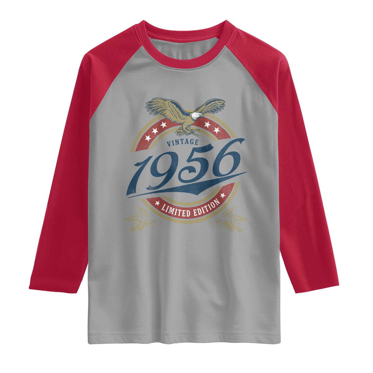 70th Birthday Beer Lover Vintage 1956 Limited Edition Raglan Shirt Bald Eagle