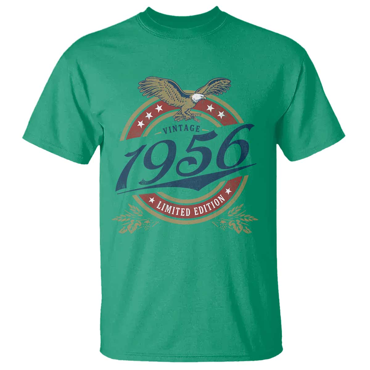 70th Birthday Beer Lover Vintage 1956 Limited Edition T Shirt Bald Eagle