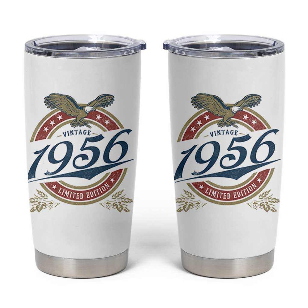 70th Birthday Beer Lover Vintage 1956 Limited Edition Tumbler Cup Bald Eagle
