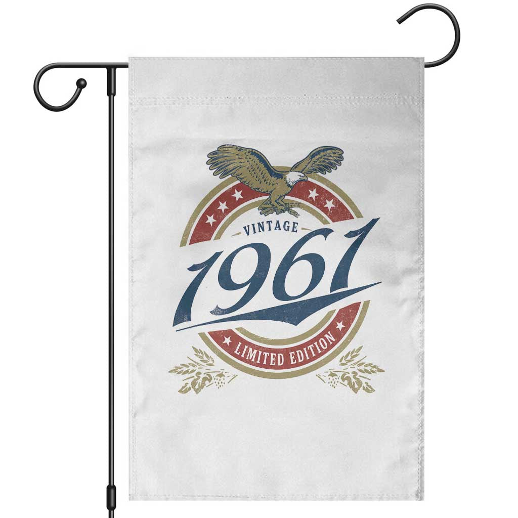65th Birthday Beer Lover Vintage 1961 Limited Edition Garden Flag Bald Eagle