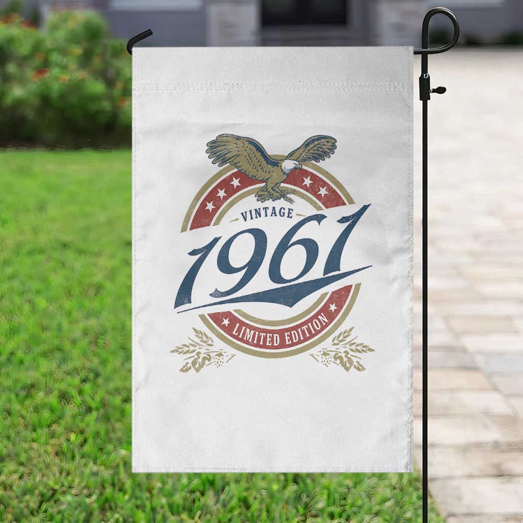 65th Birthday Beer Lover Vintage 1961 Limited Edition Garden Flag Bald Eagle