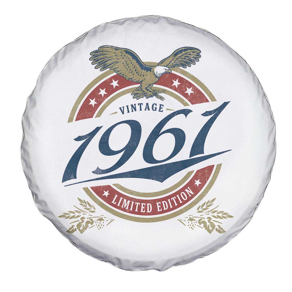65th Birthday Beer Lover Vintage 1961 Limited Edition Spare Tire Cover Bald Eagle
