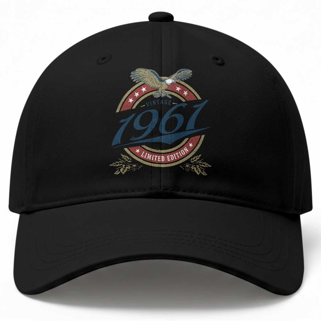 65th Birthday Beer Lover Vintage 1961 Limited Edition Baseball Cap Bald Eagle