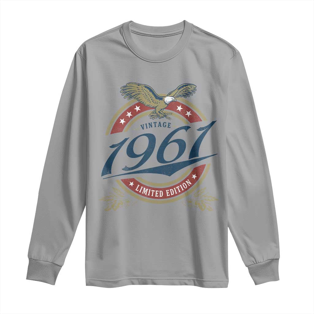 65th Birthday Beer Lover Vintage 1961 Limited Edition Long Sleeve Shirt Bald Eagle