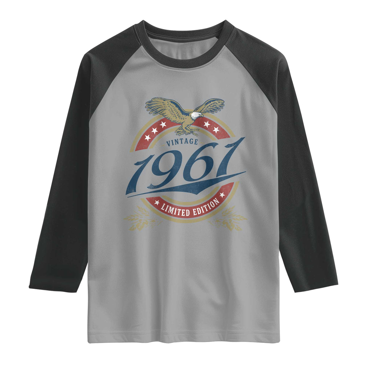 65th Birthday Beer Lover Vintage 1961 Limited Edition Raglan Shirt Bald Eagle