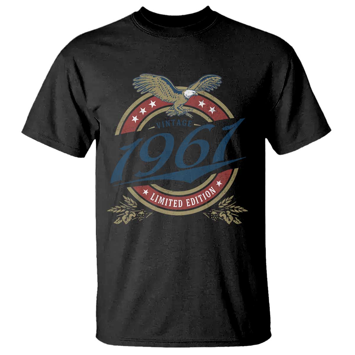 65th Birthday Beer Lover Vintage 1961 Limited Edition T Shirt Bald Eagle