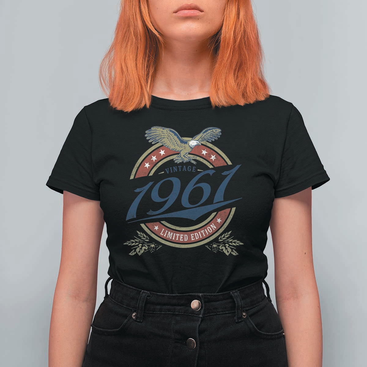 65th Birthday Beer Lover Vintage 1961 Limited Edition T Shirt For Women Bald Eagle