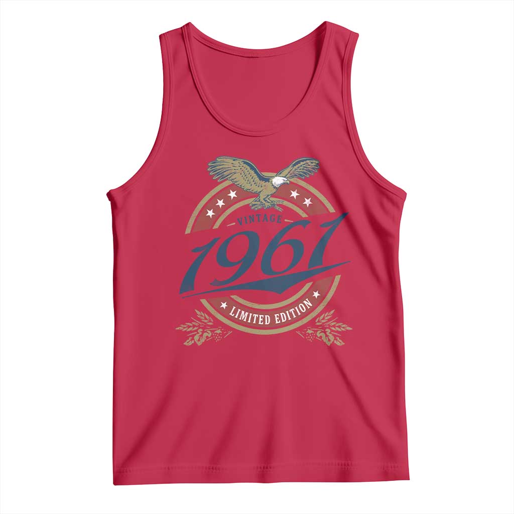 65th Birthday Beer Lover Vintage 1961 Limited Edition Tank Top Bald Eagle