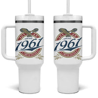 65th Birthday Beer Lover Vintage 1961 Limited Edition Tumbler With Handle Bald Eagle
