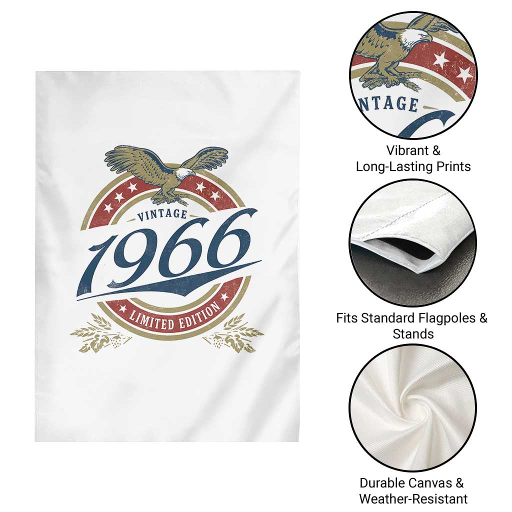 60th Birthday Beer Lover Vintage 1966 Limited Edition Garden Flag Bald Eagle