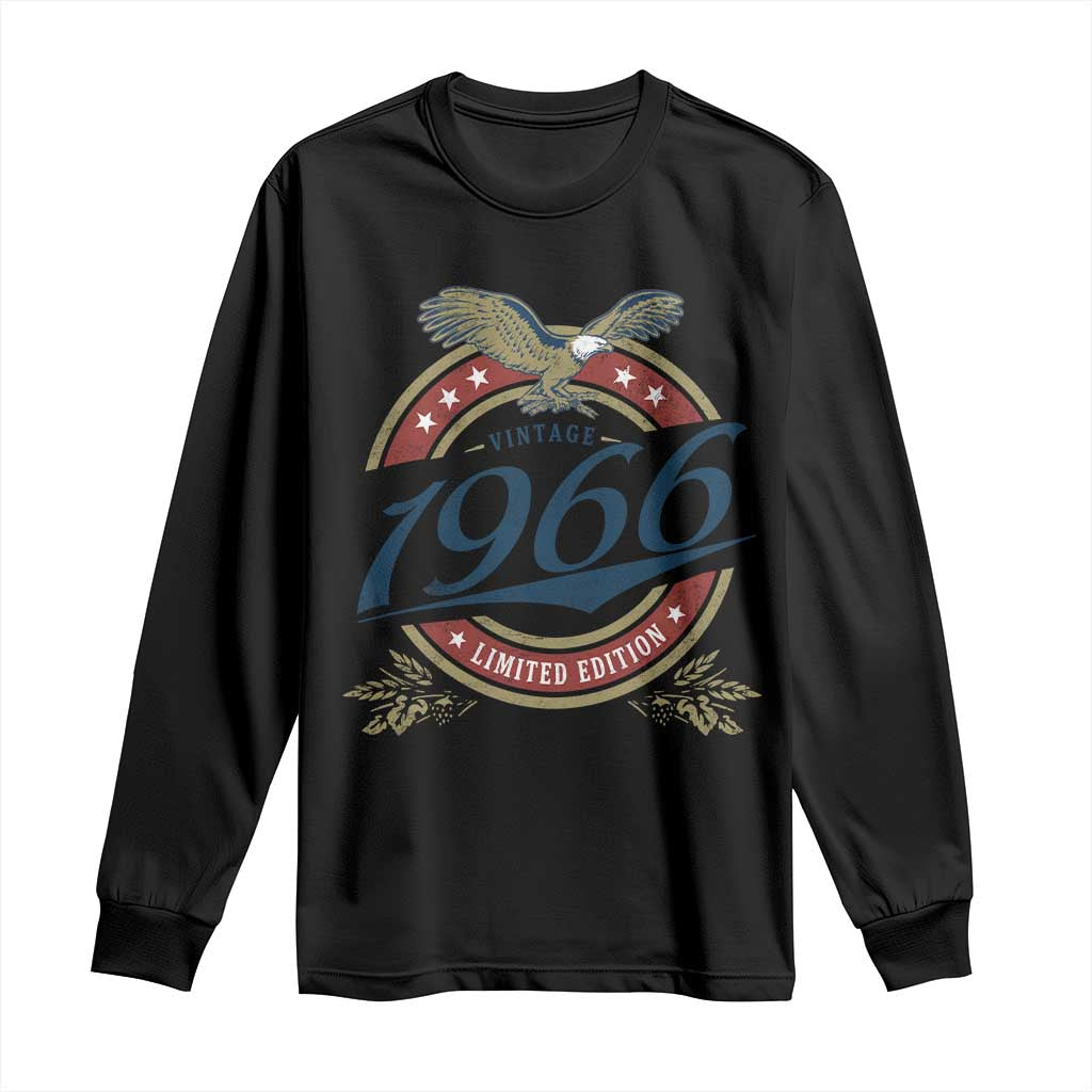 60th Birthday Beer Lover Vintage 1966 Limited Edition Long Sleeve Shirt Bald Eagle