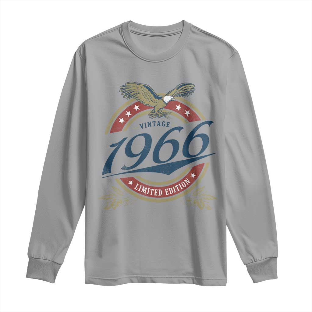 60th Birthday Beer Lover Vintage 1966 Limited Edition Long Sleeve Shirt Bald Eagle