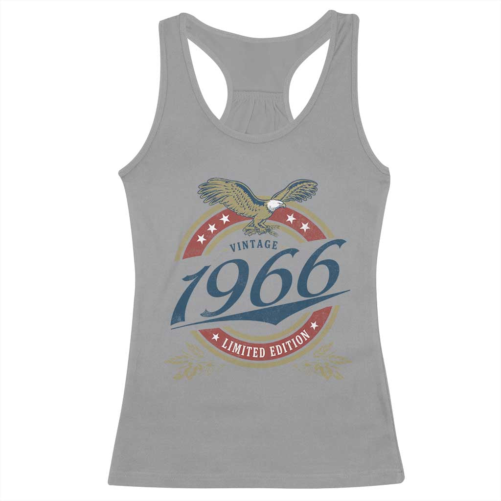 60th Birthday Beer Lover Vintage 1966 Limited Edition Racerback Tank Top Bald Eagle