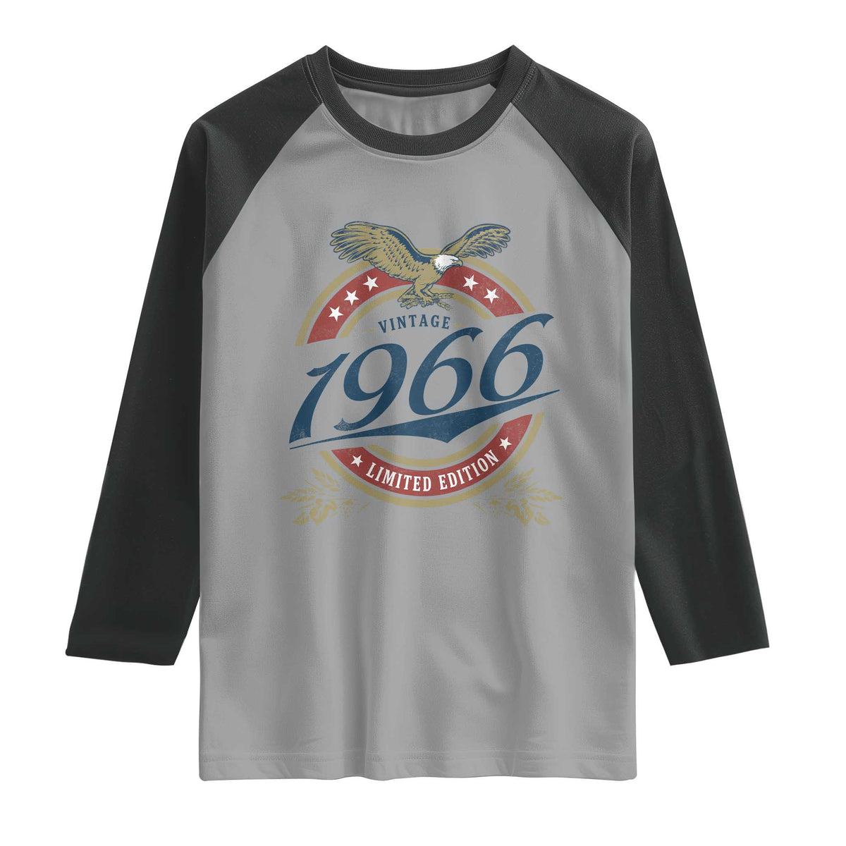 60th Birthday Beer Lover Vintage 1966 Limited Edition Raglan Shirt Bald Eagle