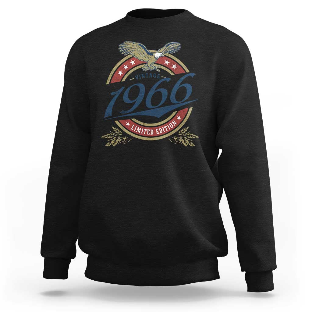60th Birthday Beer Lover Vintage 1966 Limited Edition Sweatshirt Bald Eagle