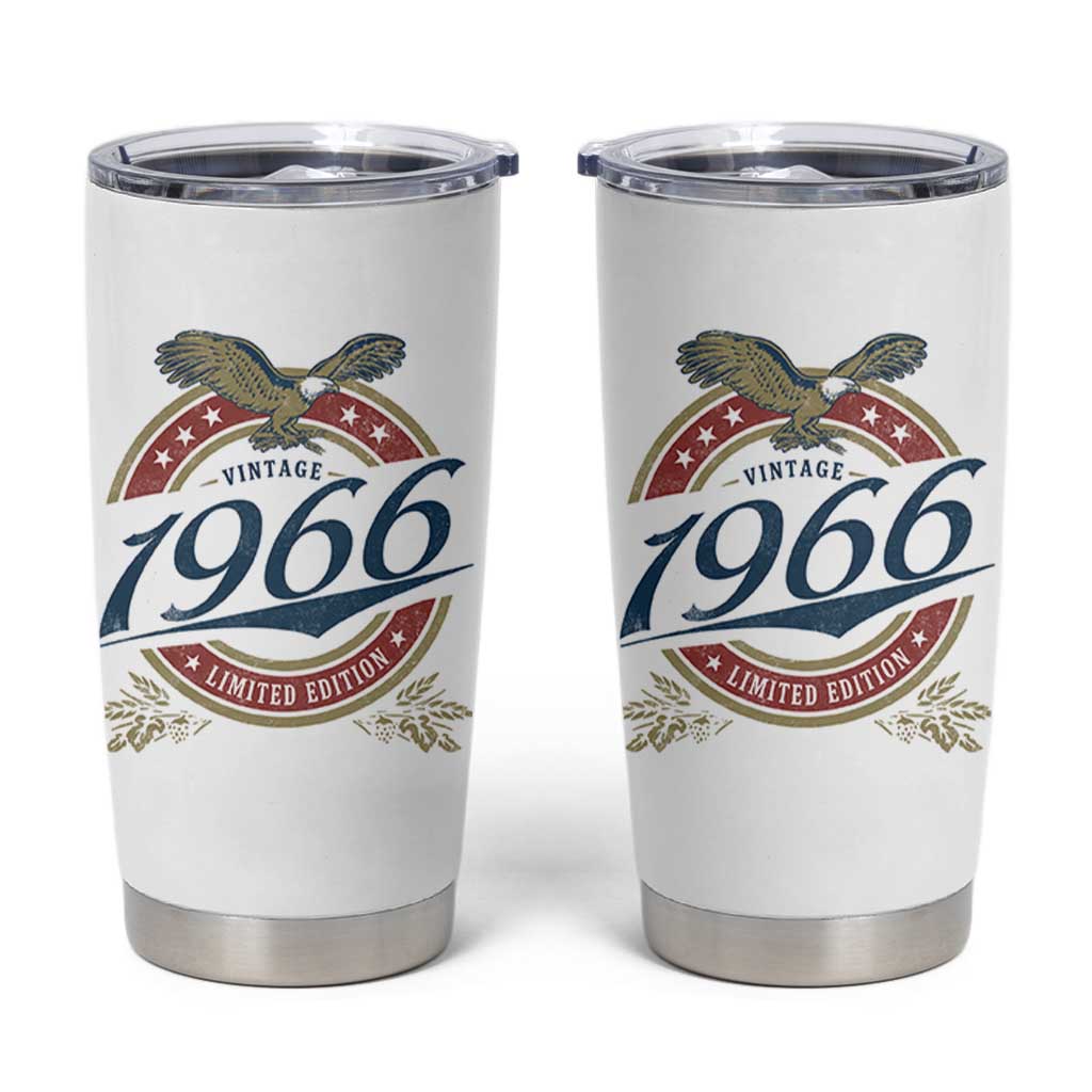 60th Birthday Beer Lover Vintage 1966 Limited Edition Tumbler Cup Bald Eagle