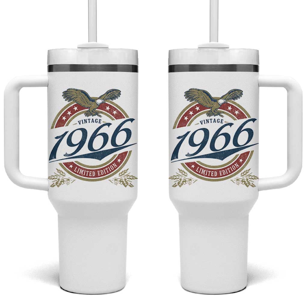 60th Birthday Beer Lover Vintage 1966 Limited Edition Tumbler With Handle Bald Eagle