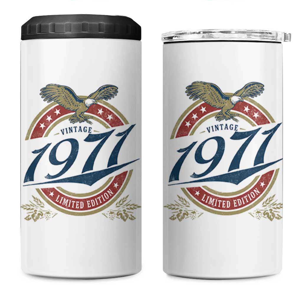 55th Birthday Beer Lover Vintage 1971 Limited Edition 4 in 1 Can Cooler Tumbler Bald Eagle