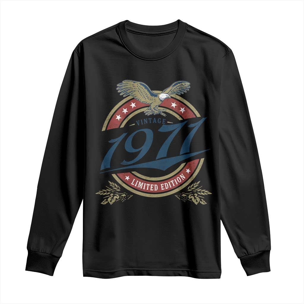 55th Birthday Beer Lover Vintage 1971 Limited Edition Long Sleeve Shirt Bald Eagle