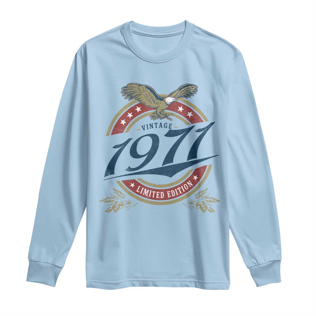 55th Birthday Beer Lover Vintage 1971 Limited Edition Long Sleeve Shirt Bald Eagle