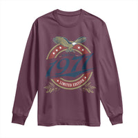 55th Birthday Beer Lover Vintage 1971 Limited Edition Long Sleeve Shirt Bald Eagle