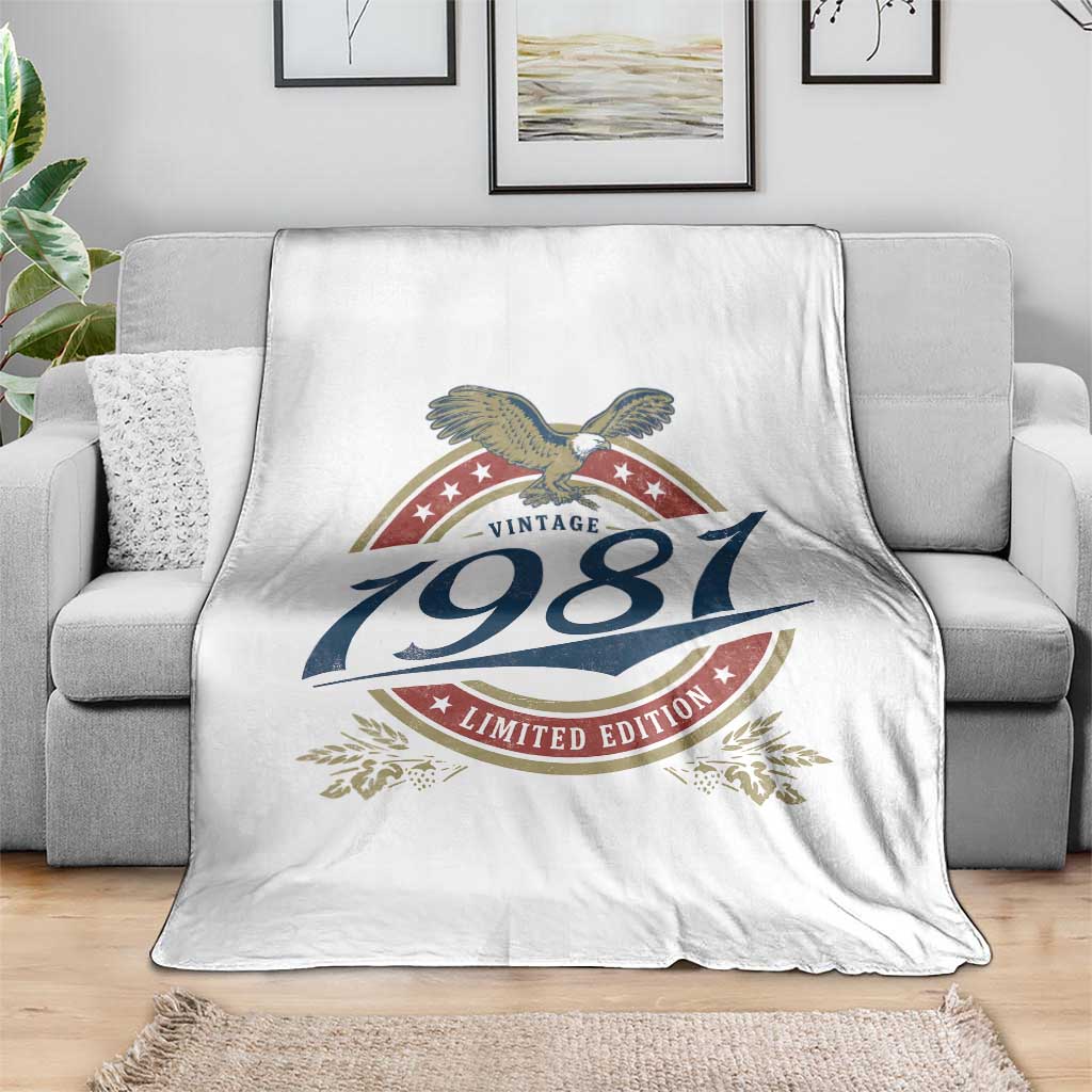45th Birthday Beer Lover Vintage 1981 Limited Edition Throw Blanket Bald Eagle