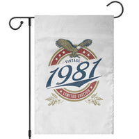 45th Birthday Beer Lover Vintage 1981 Limited Edition Garden Flag Bald Eagle