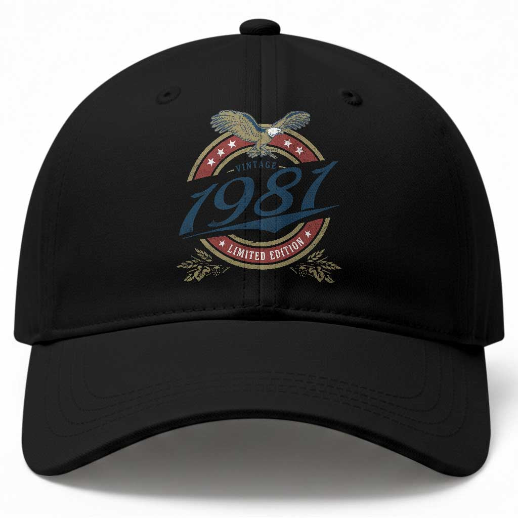 45th Birthday Beer Lover Vintage 1981 Limited Edition Baseball Cap Bald Eagle