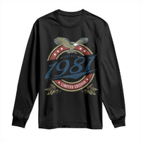 45th Birthday Beer Lover Vintage 1981 Limited Edition Long Sleeve Shirt Bald Eagle