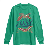 45th Birthday Beer Lover Vintage 1981 Limited Edition Long Sleeve Shirt Bald Eagle
