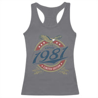 45th Birthday Beer Lover Vintage 1981 Limited Edition Racerback Tank Top Bald Eagle