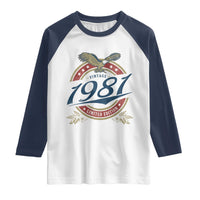 45th Birthday Beer Lover Vintage 1981 Limited Edition Raglan Shirt Bald Eagle