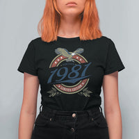 45th Birthday Beer Lover Vintage 1981 Limited Edition T Shirt For Women Bald Eagle