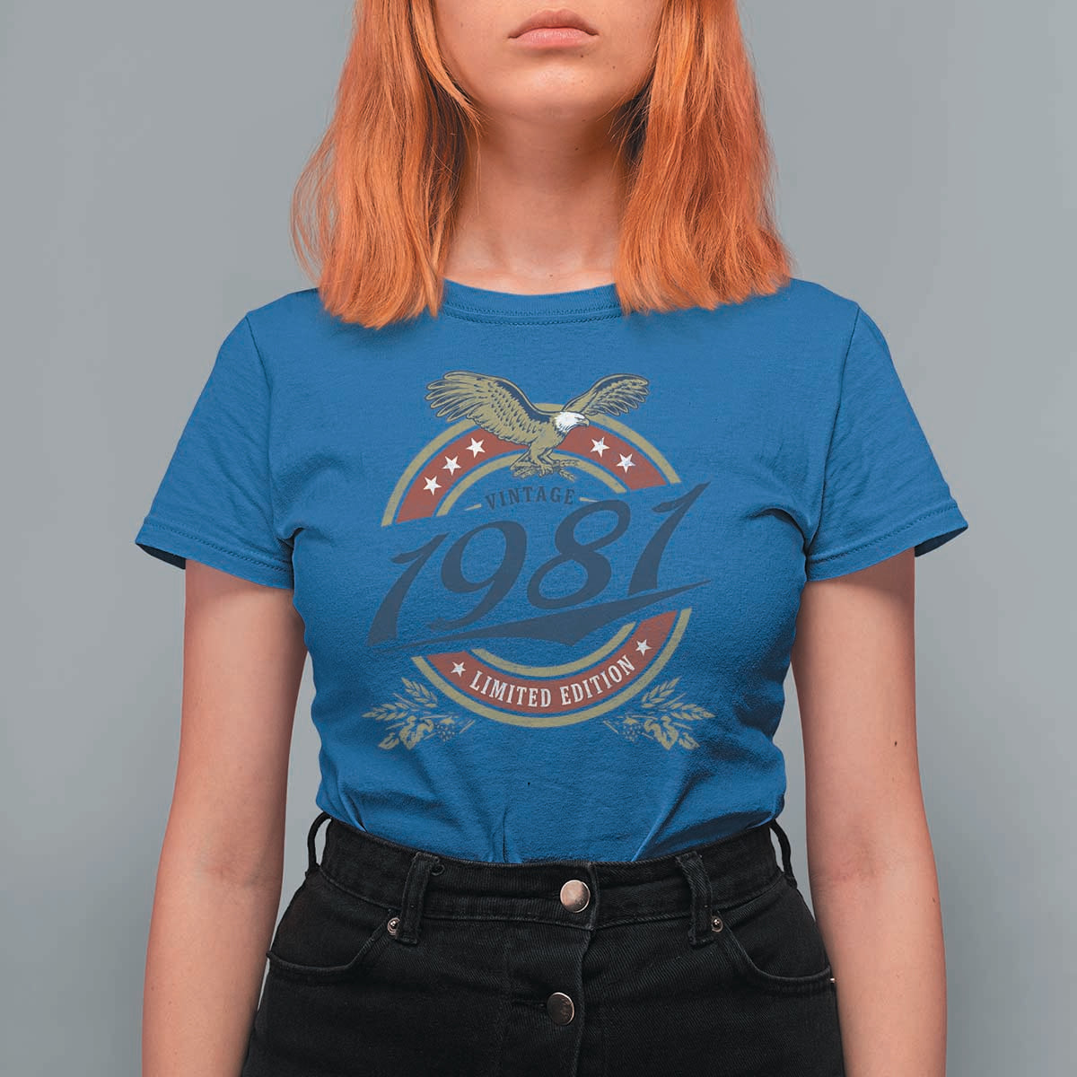 45th Birthday Beer Lover Vintage 1981 Limited Edition T Shirt For Women Bald Eagle