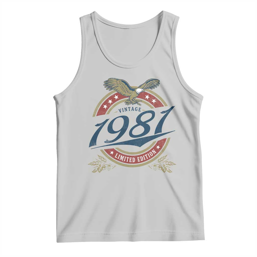 45th Birthday Beer Lover Vintage 1981 Limited Edition Tank Top Bald Eagle
