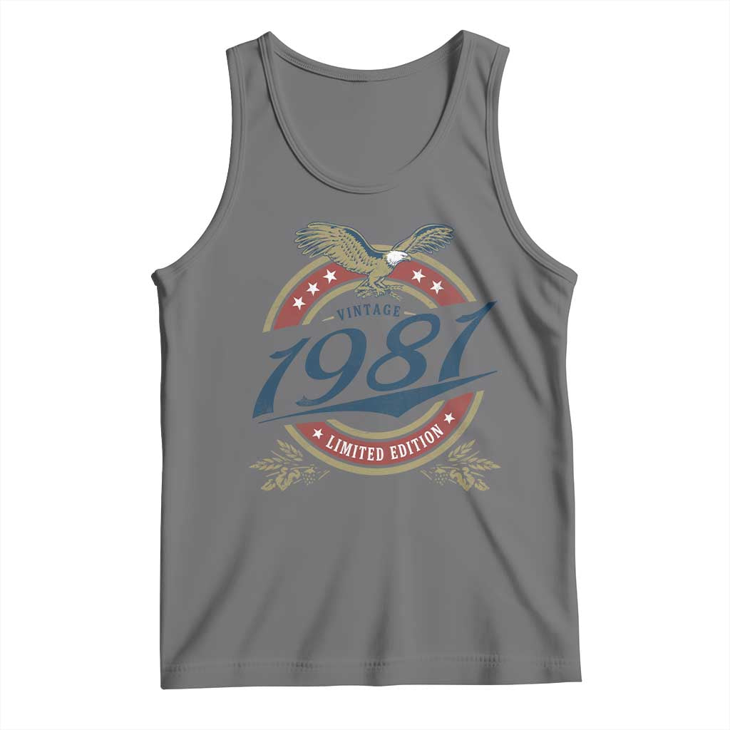 45th Birthday Beer Lover Vintage 1981 Limited Edition Tank Top Bald Eagle