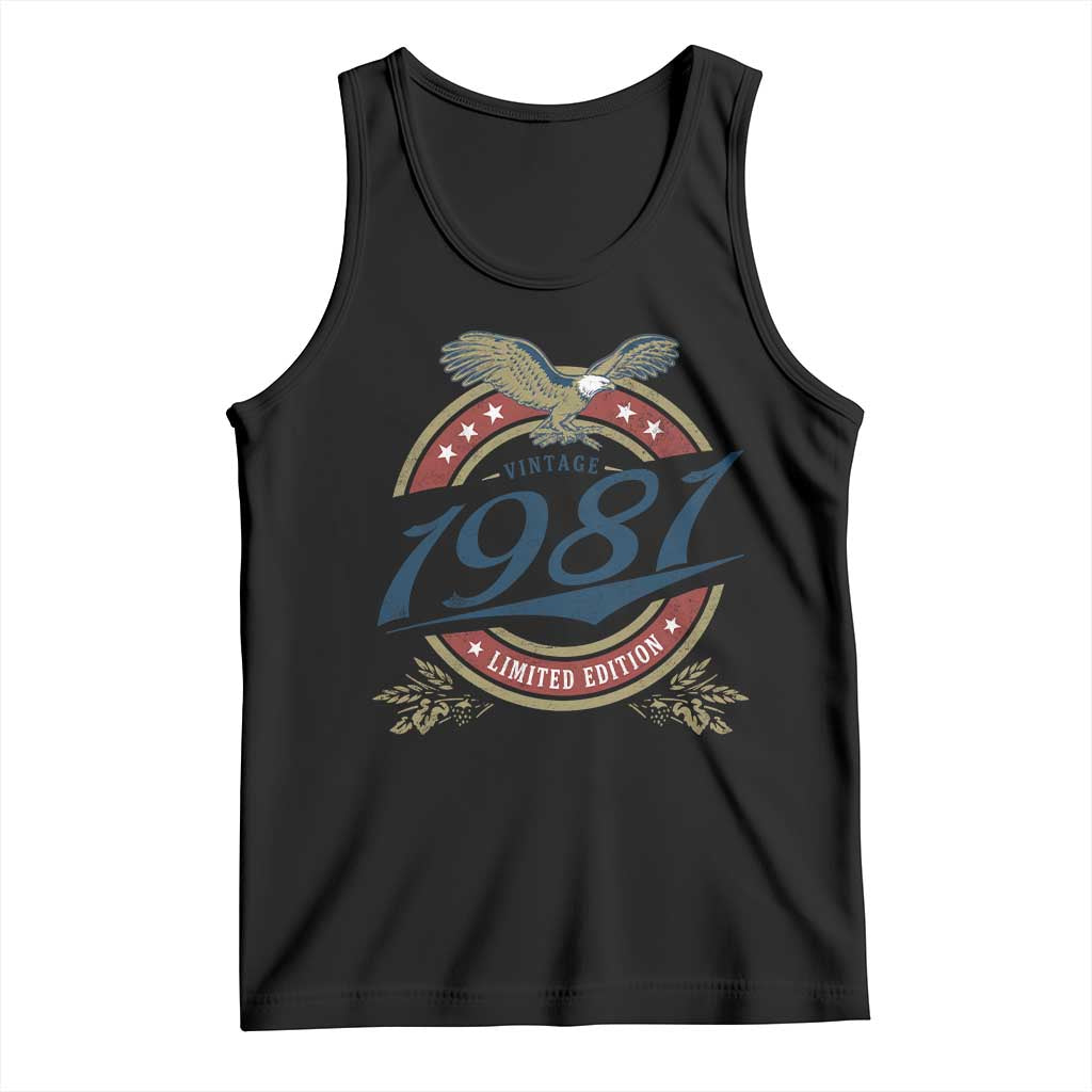 45th Birthday Beer Lover Vintage 1981 Limited Edition Tank Top Bald Eagle