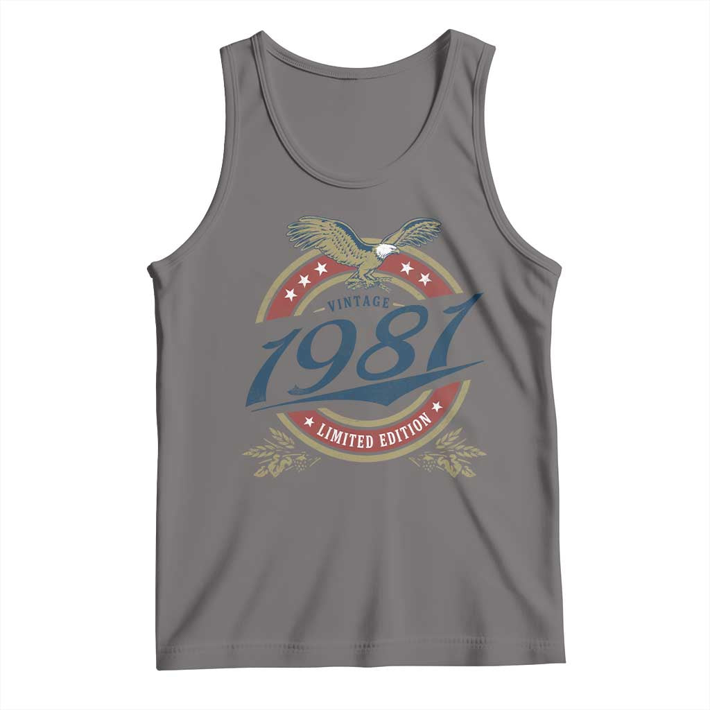 45th Birthday Beer Lover Vintage 1981 Limited Edition Tank Top Bald Eagle