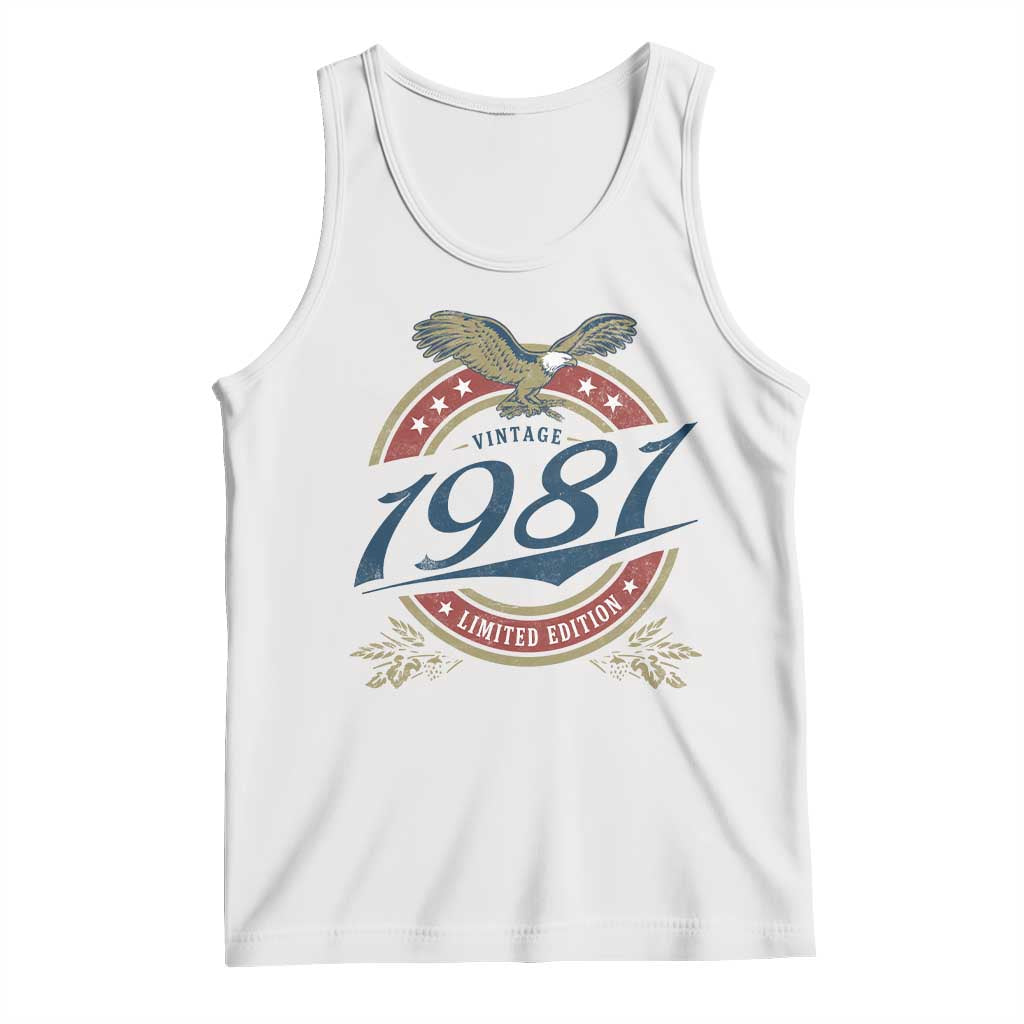 45th Birthday Beer Lover Vintage 1981 Limited Edition Tank Top Bald Eagle
