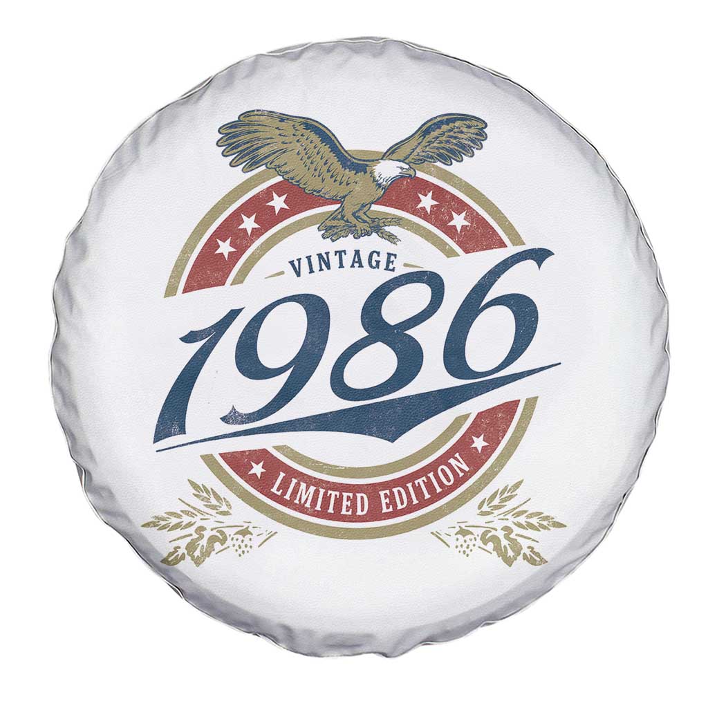 40th Birthday Beer Lover Vintage 1986 Limited Edition Spare Tire Cover Bald Eagle