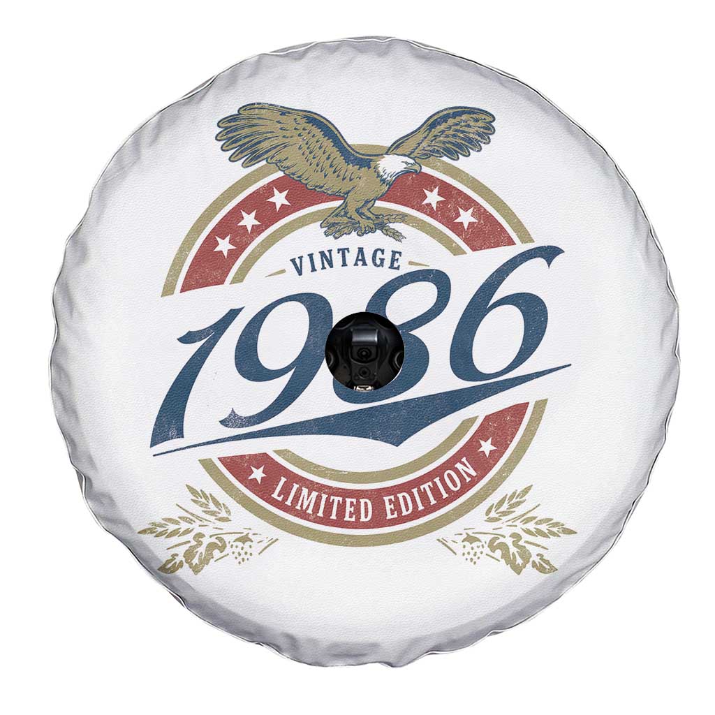 40th Birthday Beer Lover Vintage 1986 Limited Edition Spare Tire Cover Bald Eagle