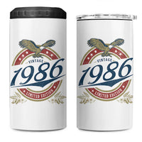 40th Birthday Beer Lover Vintage 1986 Limited Edition 4 in 1 Can Cooler Tumbler Bald Eagle