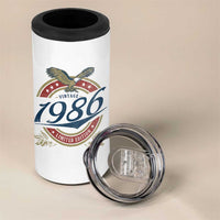 40th Birthday Beer Lover Vintage 1986 Limited Edition 4 in 1 Can Cooler Tumbler Bald Eagle