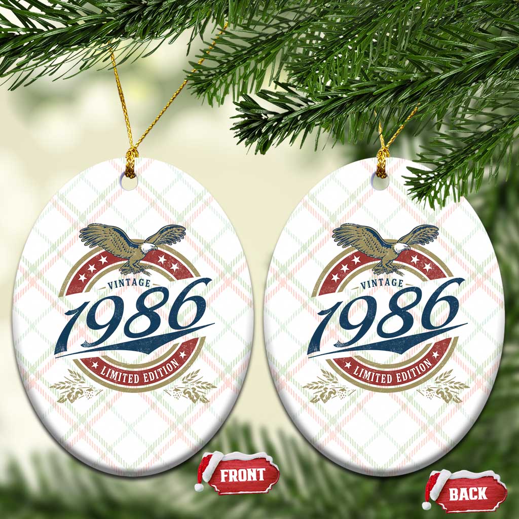 40th Birthday Beer Lover Vintage 1986 Limited Edition Ceramic Ornament Bald Eagle