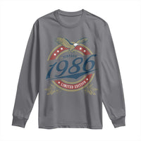 40th Birthday Beer Lover Vintage 1986 Limited Edition Long Sleeve Shirt Bald Eagle